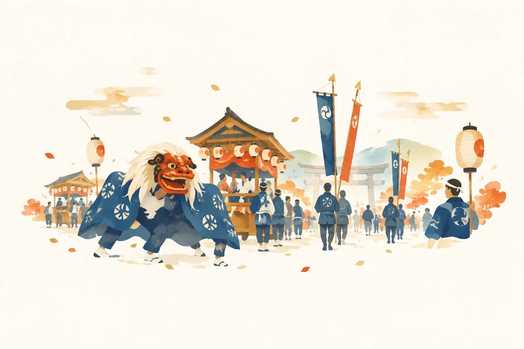 由良祭をテーマにした祭りのイメージ