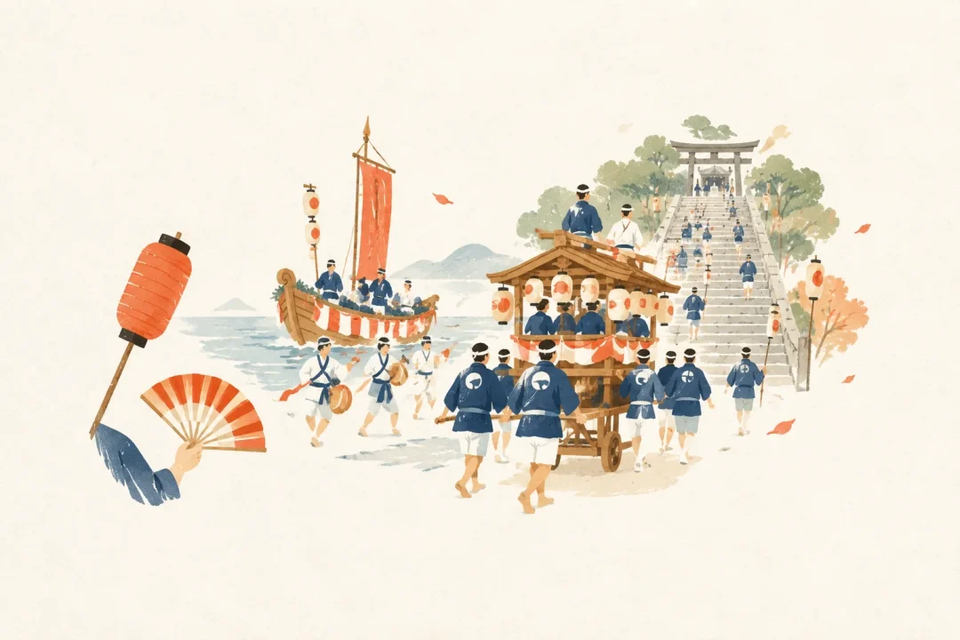 乙島まつりをテーマにした祭りのイメージ
