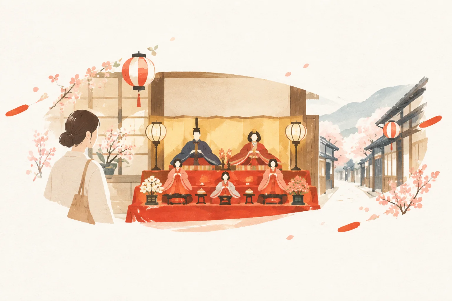 勝山のお雛まつりをテーマにした祭りのイメージ