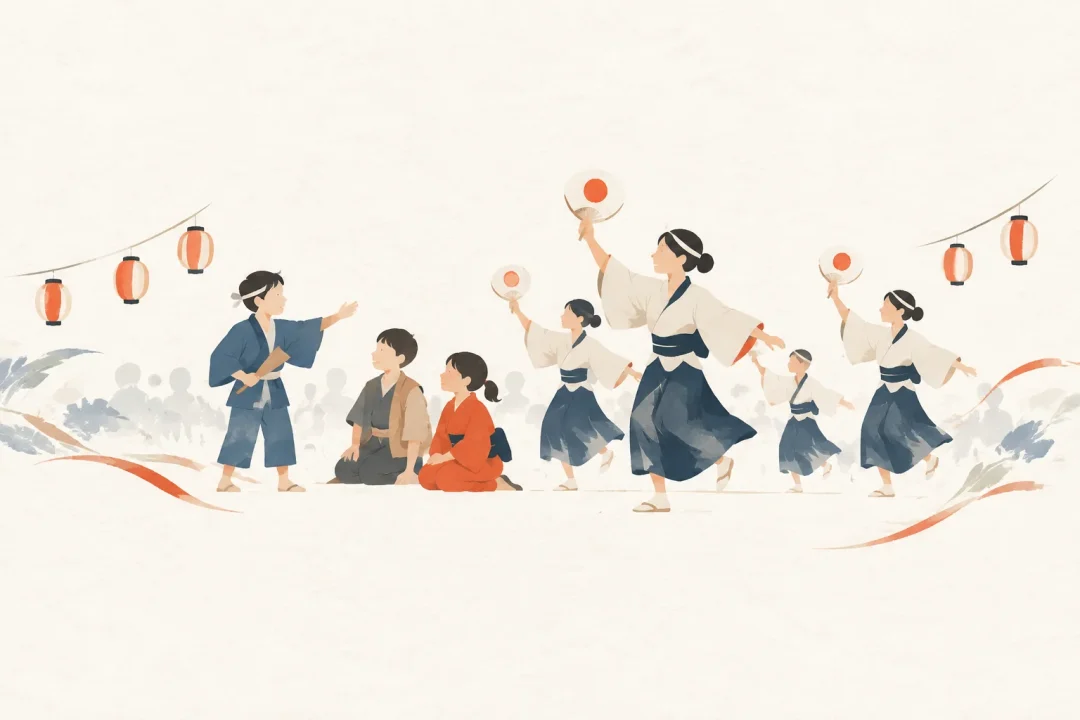 義民祭をテーマにした祭りのイメージ