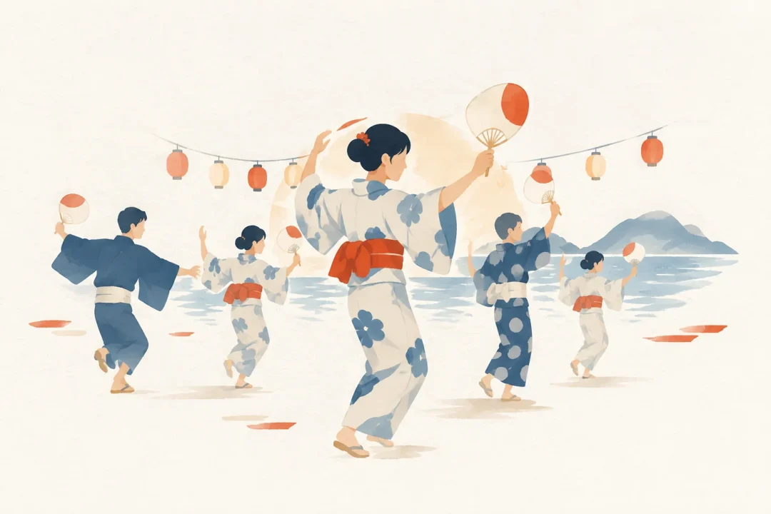 白石踊をテーマにした祭りのイメージ