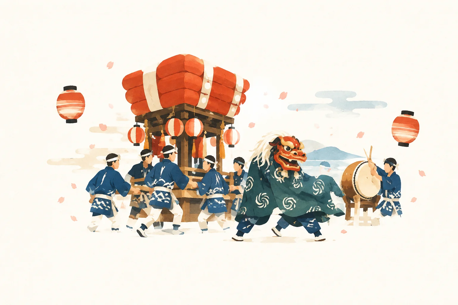 能地春祭りをテーマにした祭りのイメージ