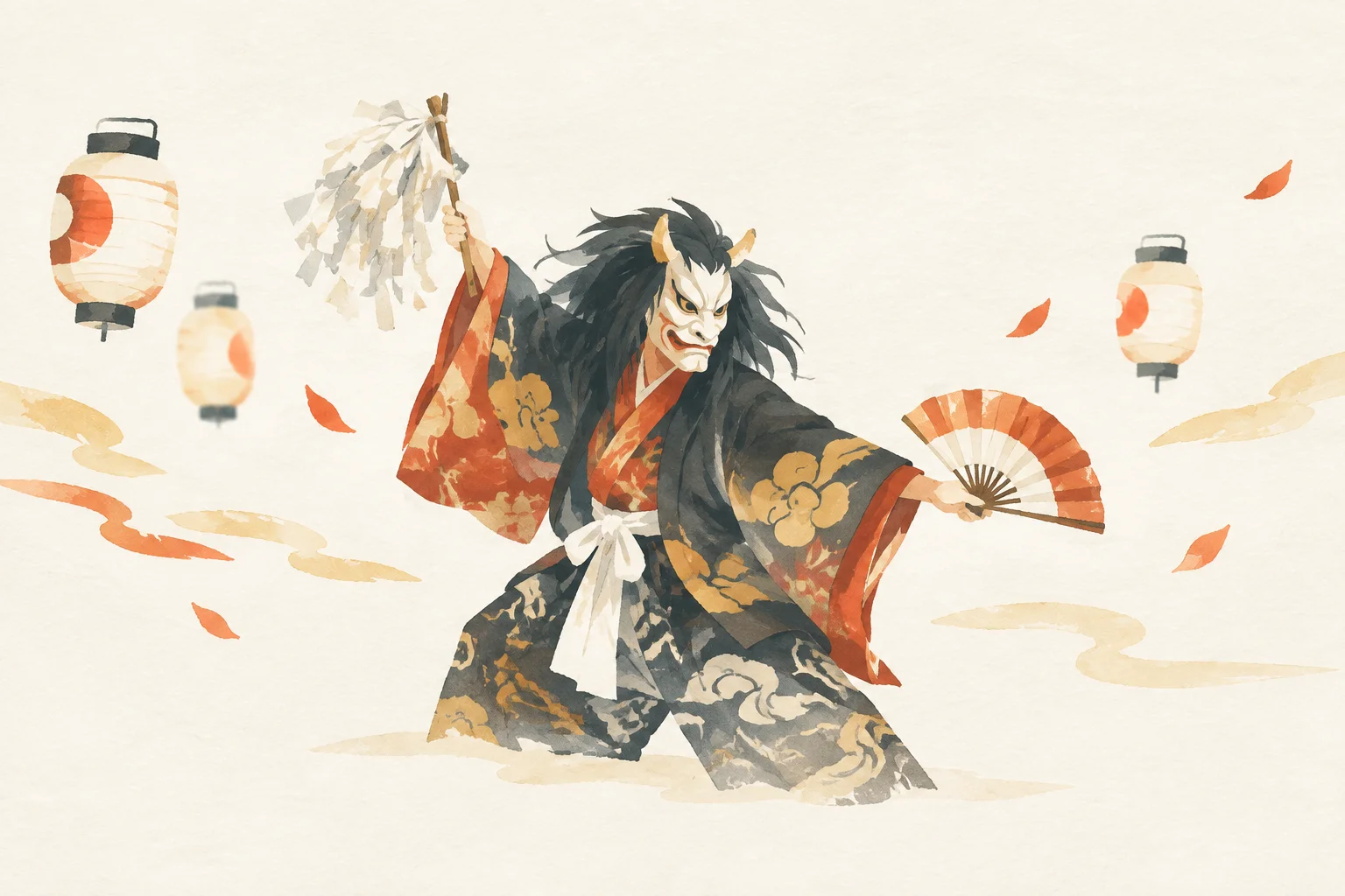 An illustration themed around Hiroshima Aki-Takata Kagura