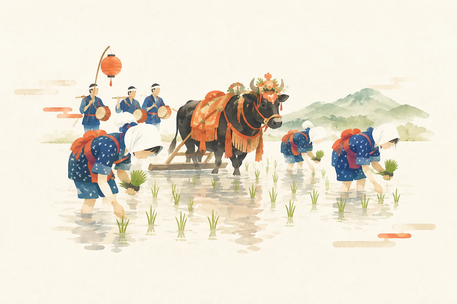 壬生の花田植をテーマにした祭りのイメージ