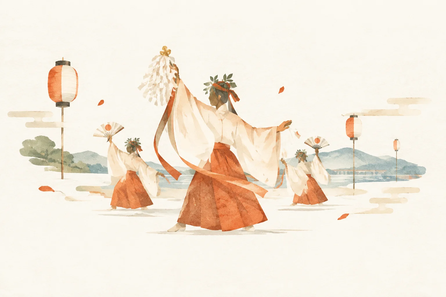 An image of a festival themed around Iwakuni Yukiba no Kagura
