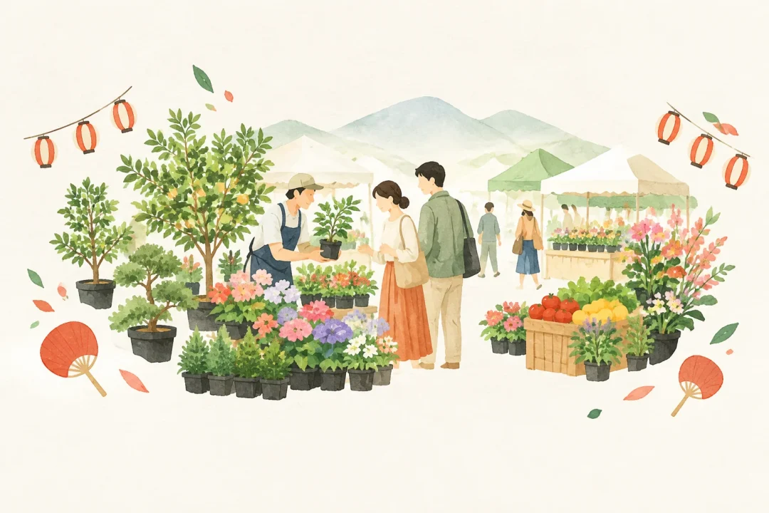 Tys田主丸植木まつり&JA全農やまぐち園芸まつりをテーマにした祭りのイメージ