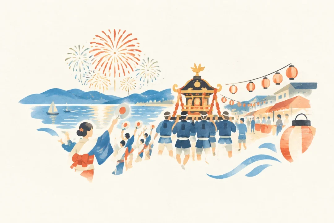 萩夏まつりをテーマにした祭りのイメージ
