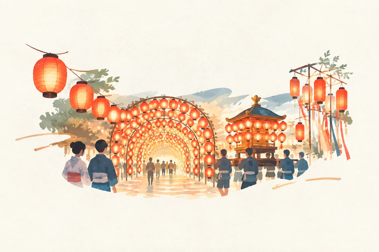 An illustration of a festival themed around the Yamaguchi Tanabata Lantern Festival
