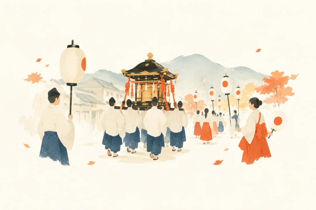 山口天神祭をテーマにした祭りのイメージ