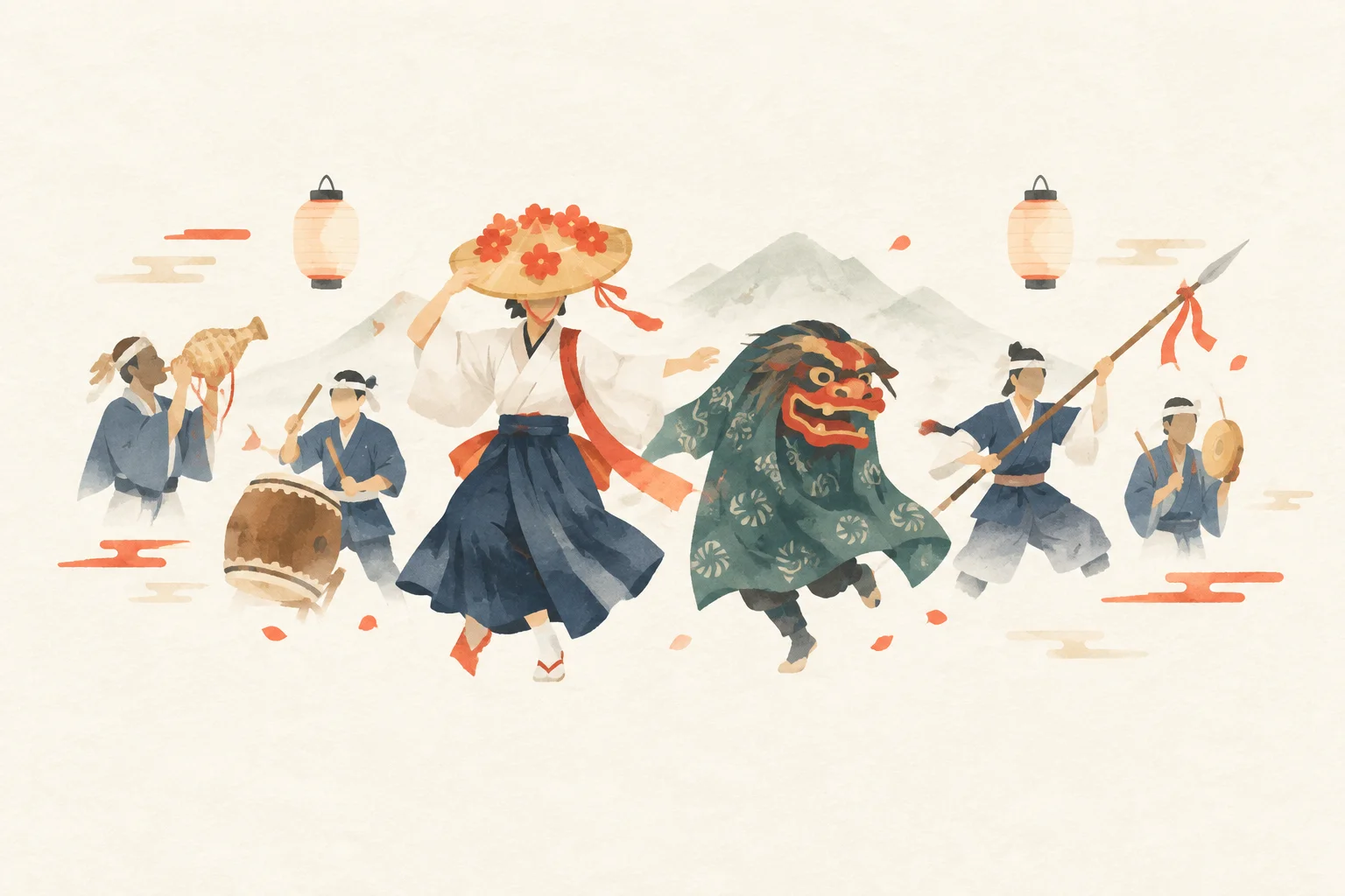 西祖谷の神代踊をテーマにした祭りのイメージ