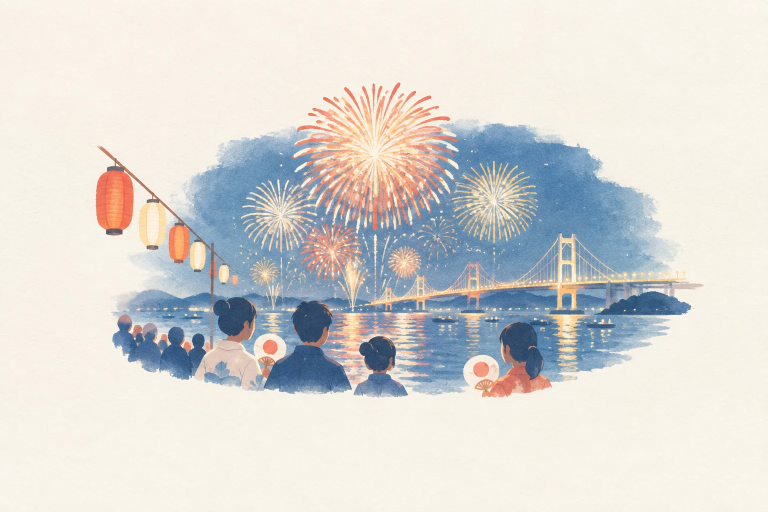 A festival illustration themed around Sakaide Ohashi Festival