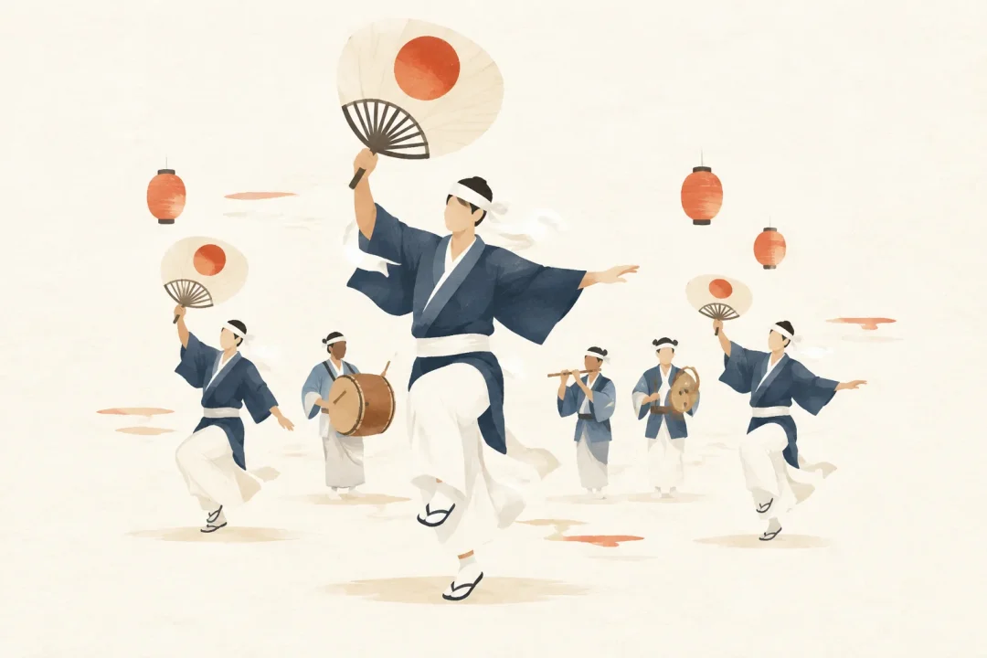 滝宮の念仏踊をテーマにした祭りのイメージ