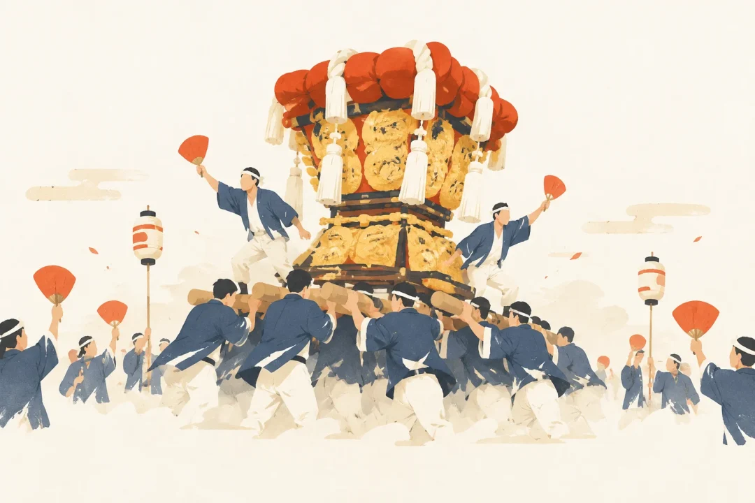 豊浜ちょうさ祭をテーマにした祭りのイメージ