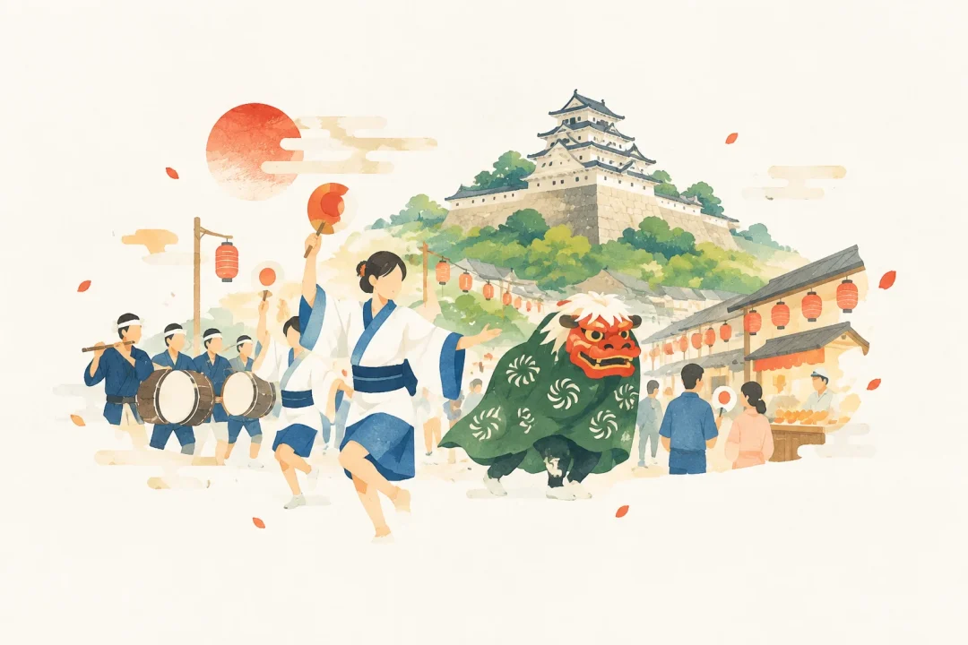 丸亀お城まつりをテーマにした祭りのイメージ