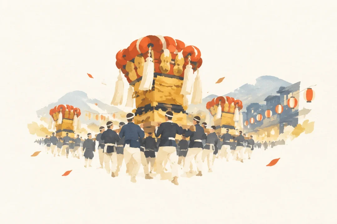 伊予三島太鼓祭りをテーマにした祭りのイメージ