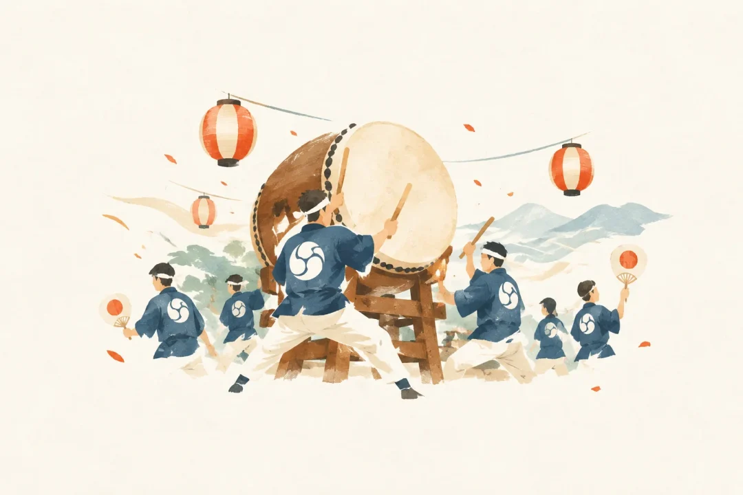 川之江太鼓祭りをテーマにした祭りのイメージ