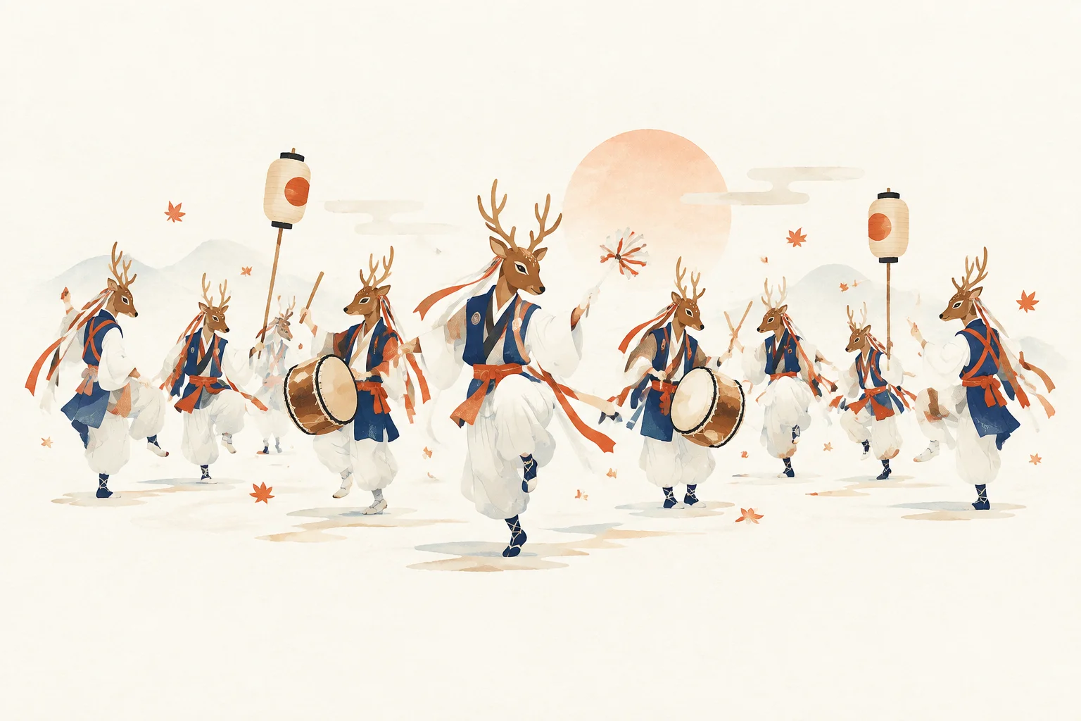 An image of a festival themed around Shika Odori (Uwajima City)