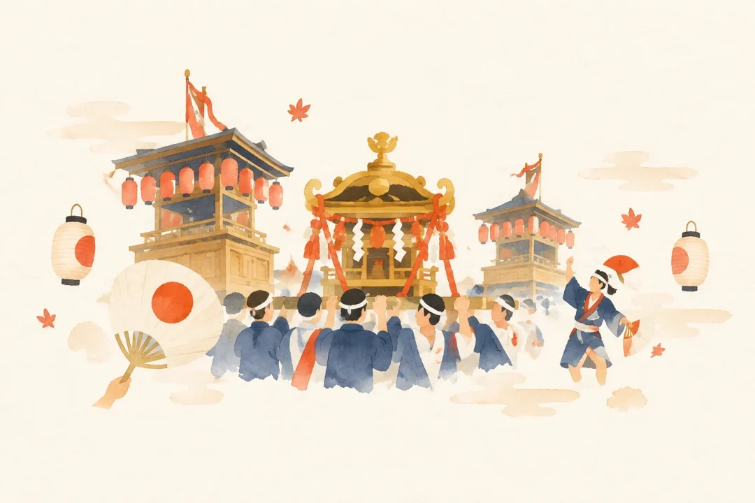 丹原祭りをテーマにした祭りのイメージ