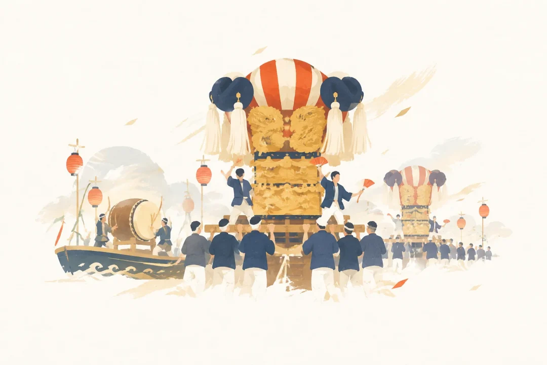 土居太鼓祭りをテーマにした祭りのイメージ