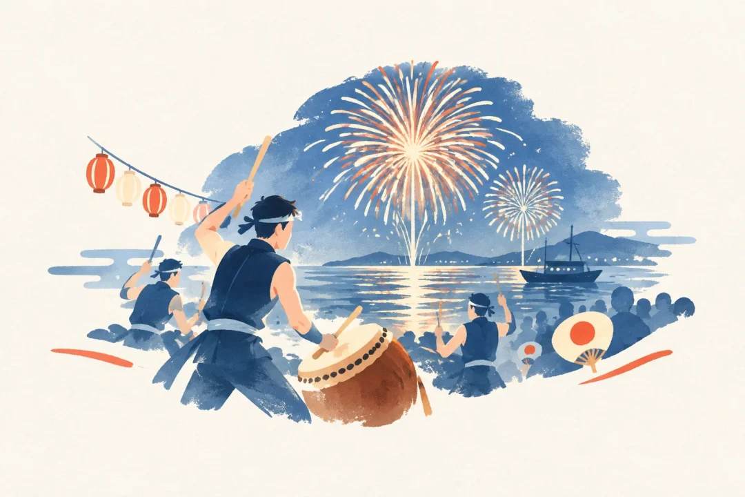 松山港まつりをテーマにした祭りのイメージ