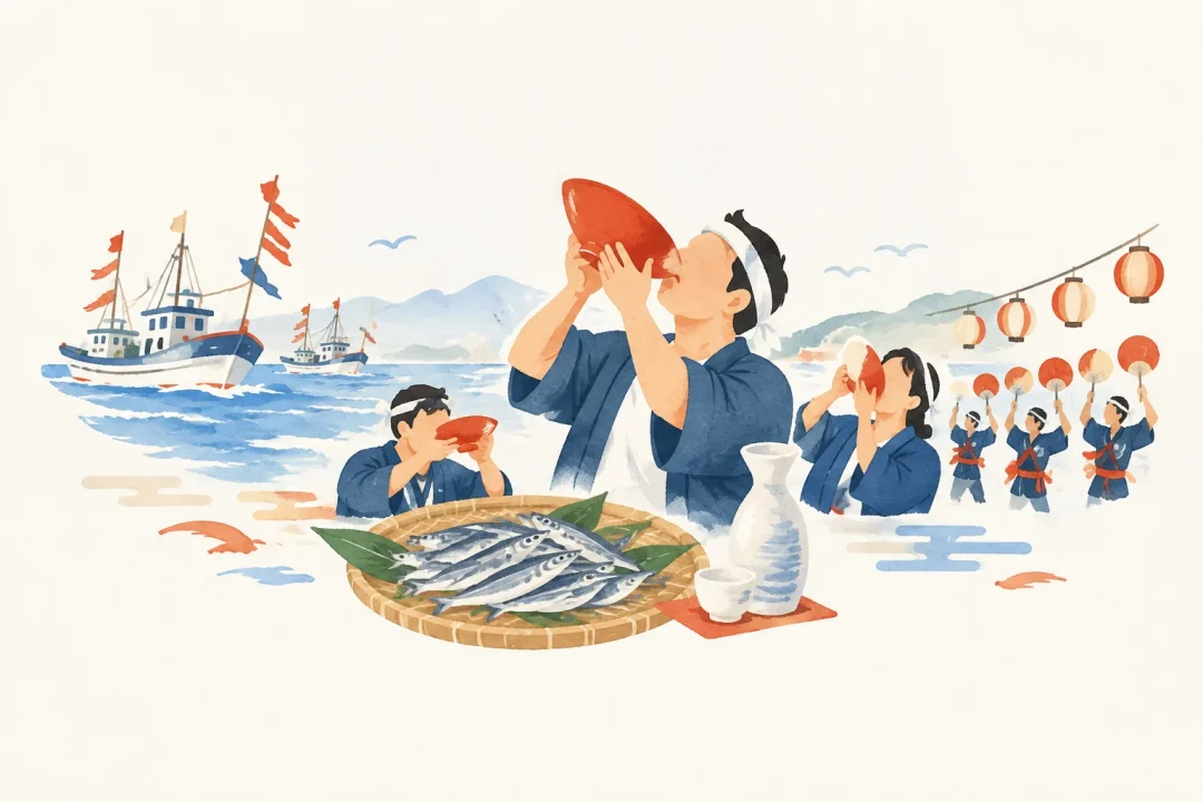 どろめ祭りをテーマにした祭りのイメージ