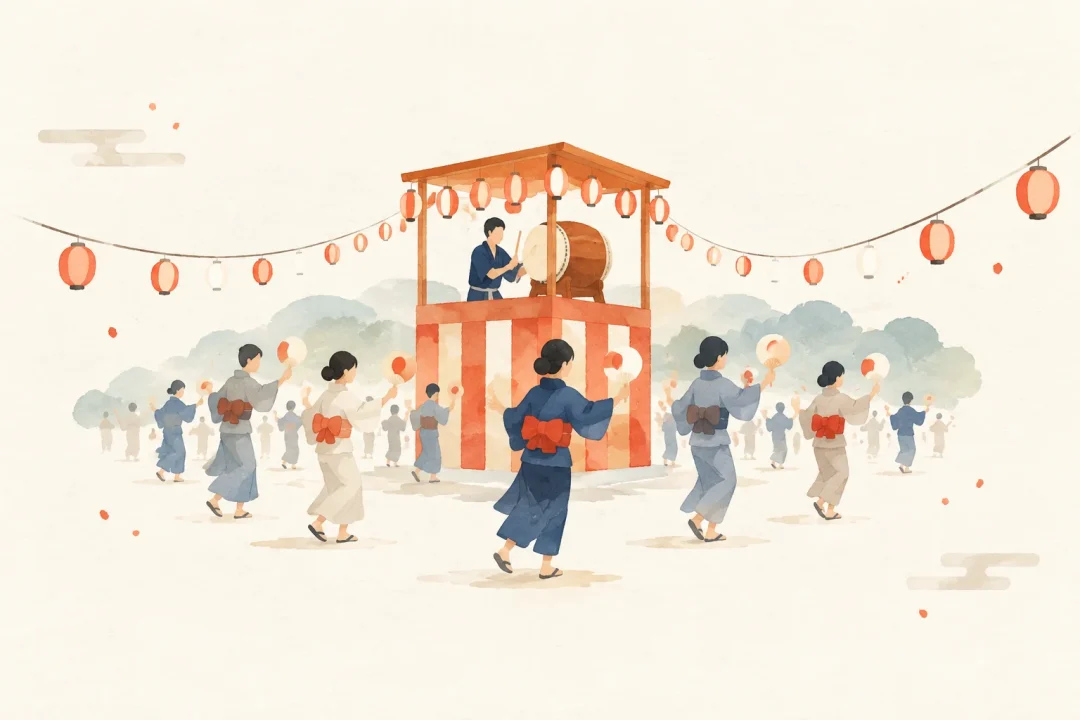 杵築盆踊りをテーマにした祭りのイメージ