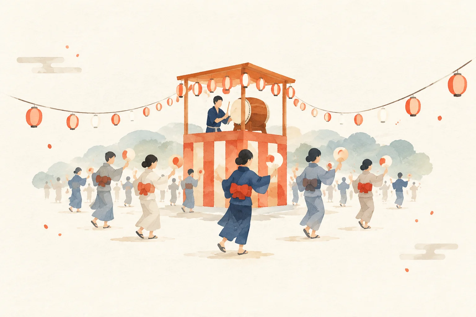 杵築盆踊りをテーマにした祭りのイメージ