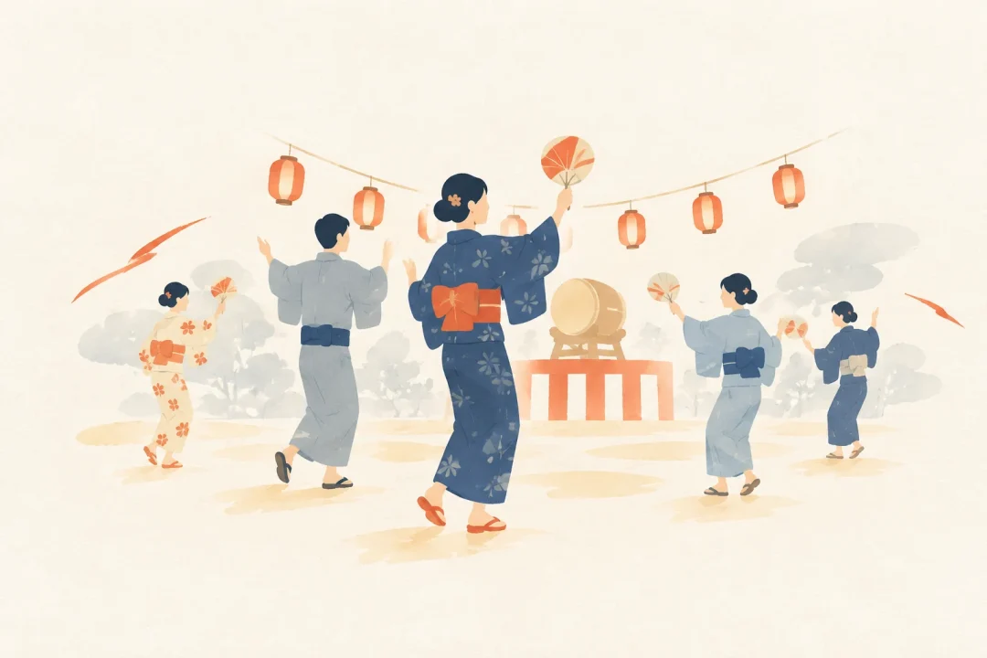 大分県の盆踊りをテーマにした祭りのイメージ