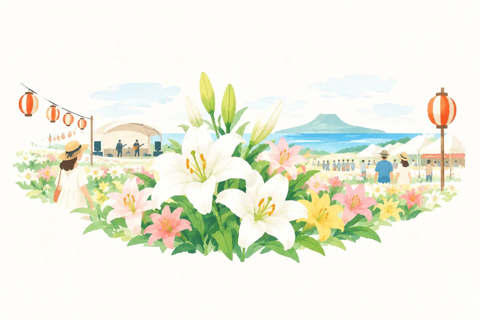 이에섬 백합 축제를 주제로 한 축제 이미지