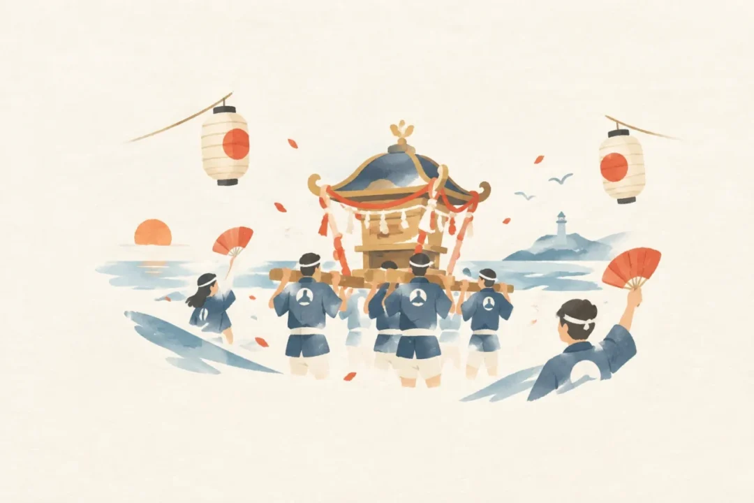 館山のまつりをテーマにした祭りのイメージ