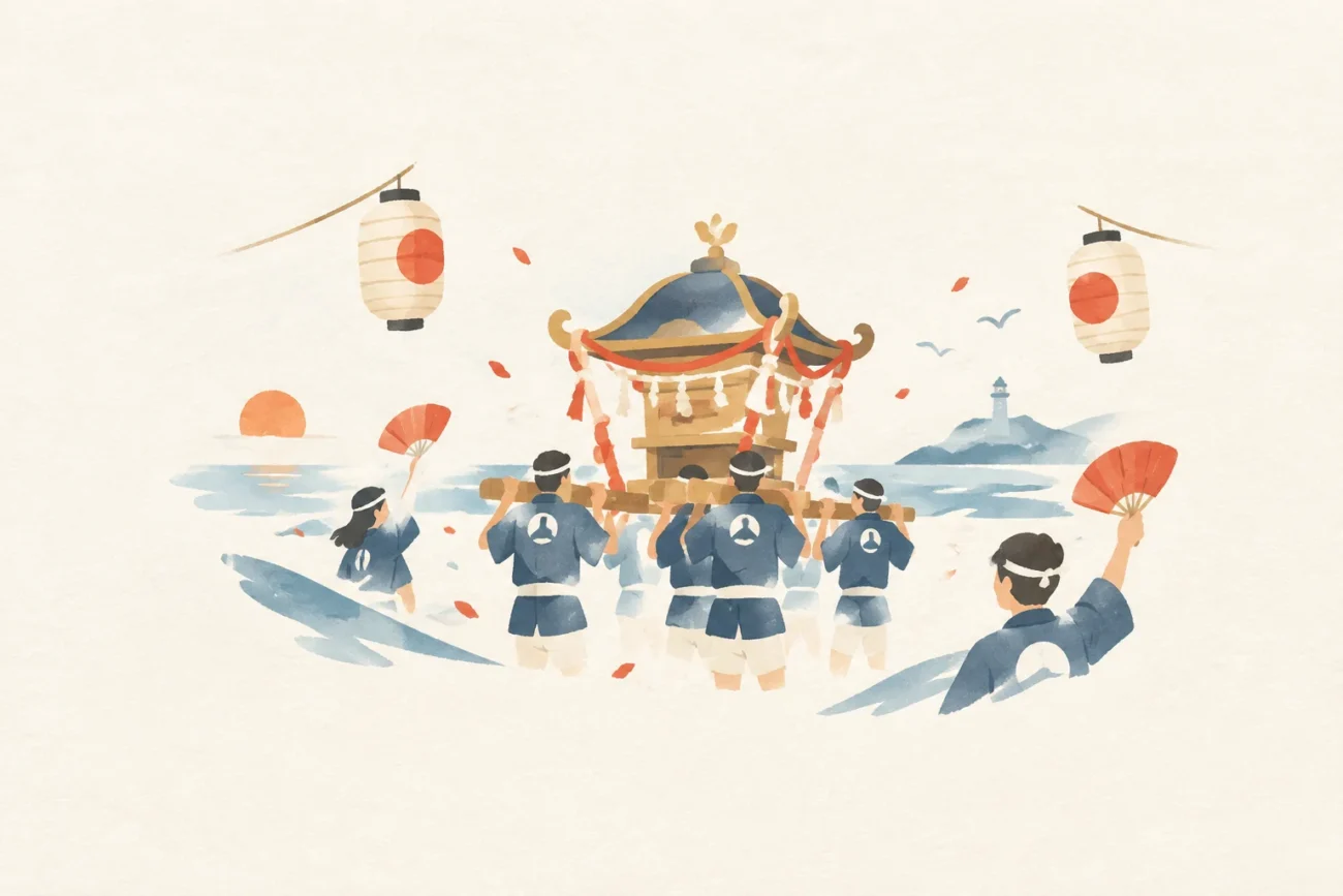 館山のまつりをテーマにした祭りのイメージ