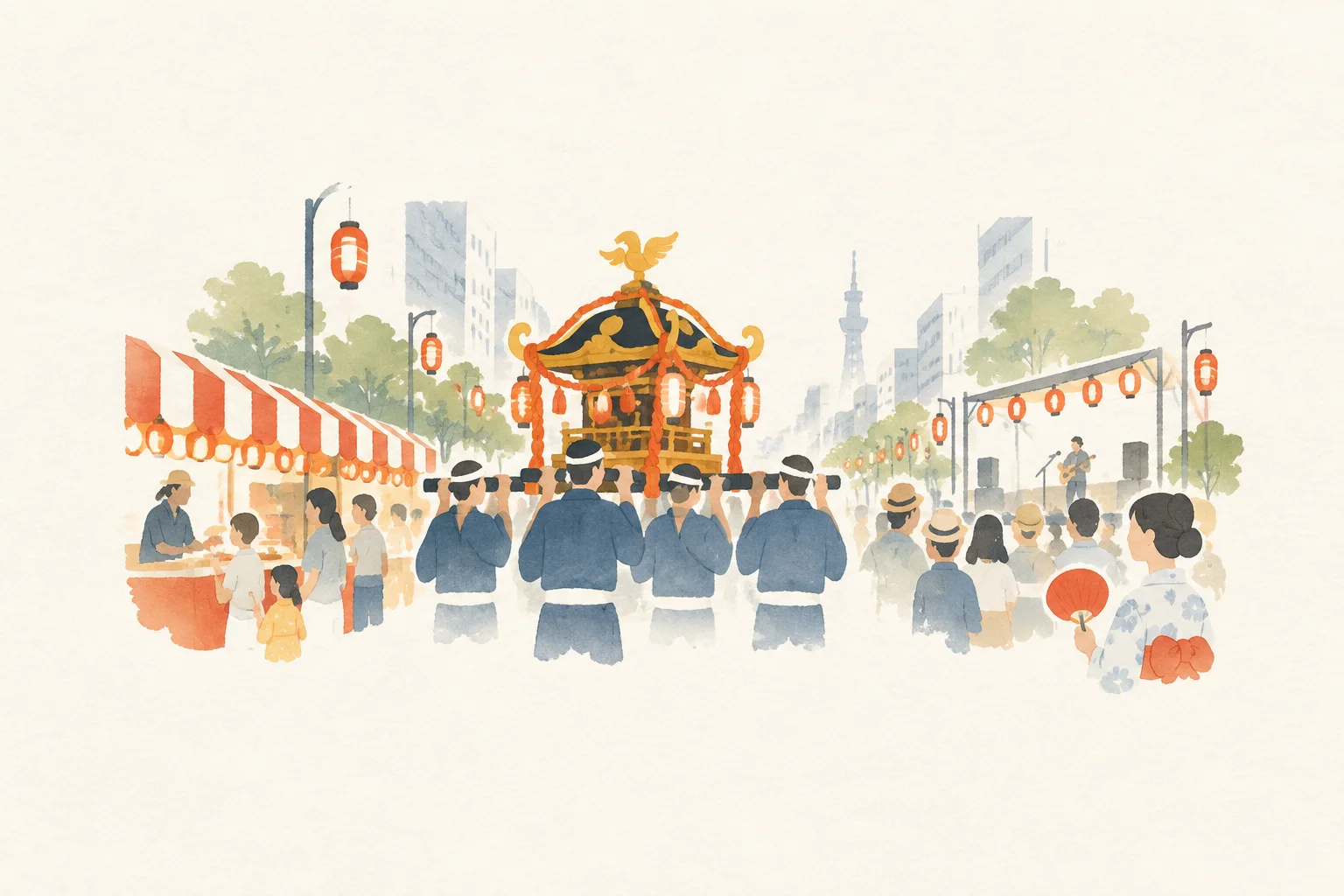 四番街まつりをテーマにした祭りのイメージ