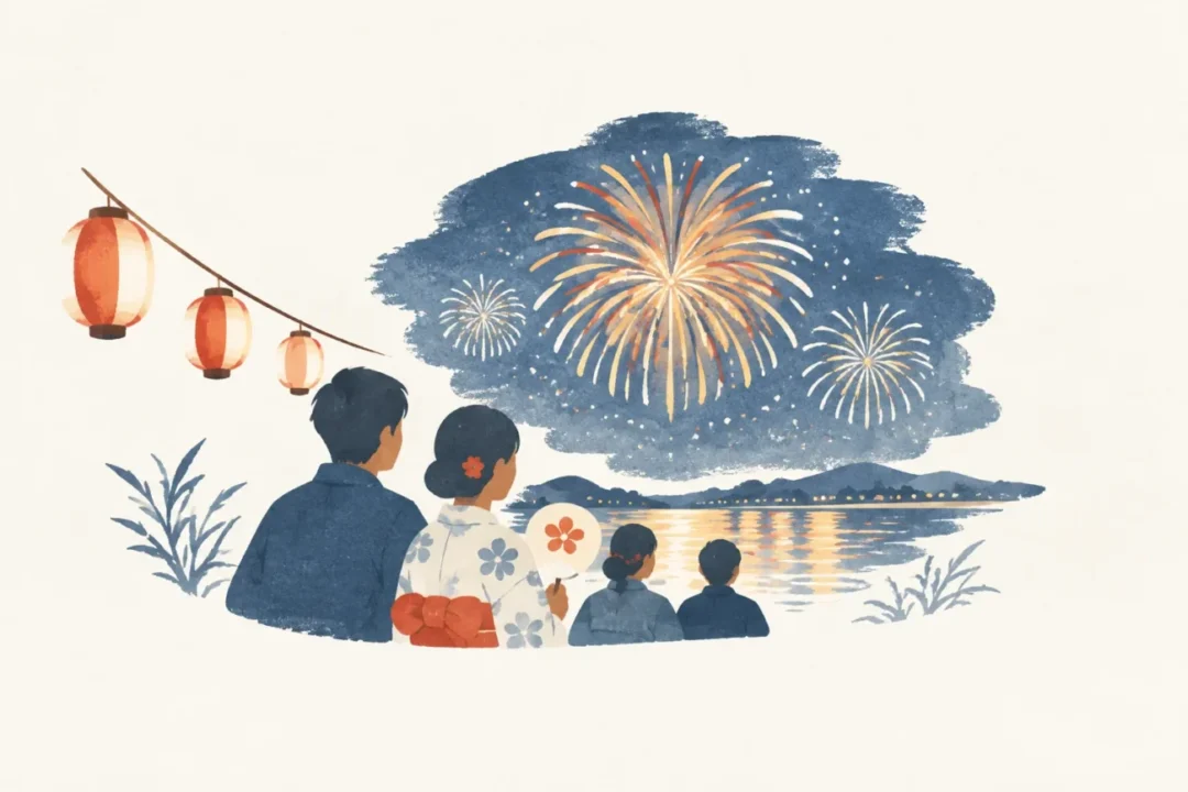 ちくせい花火大会をテーマにした祭りのイメージ