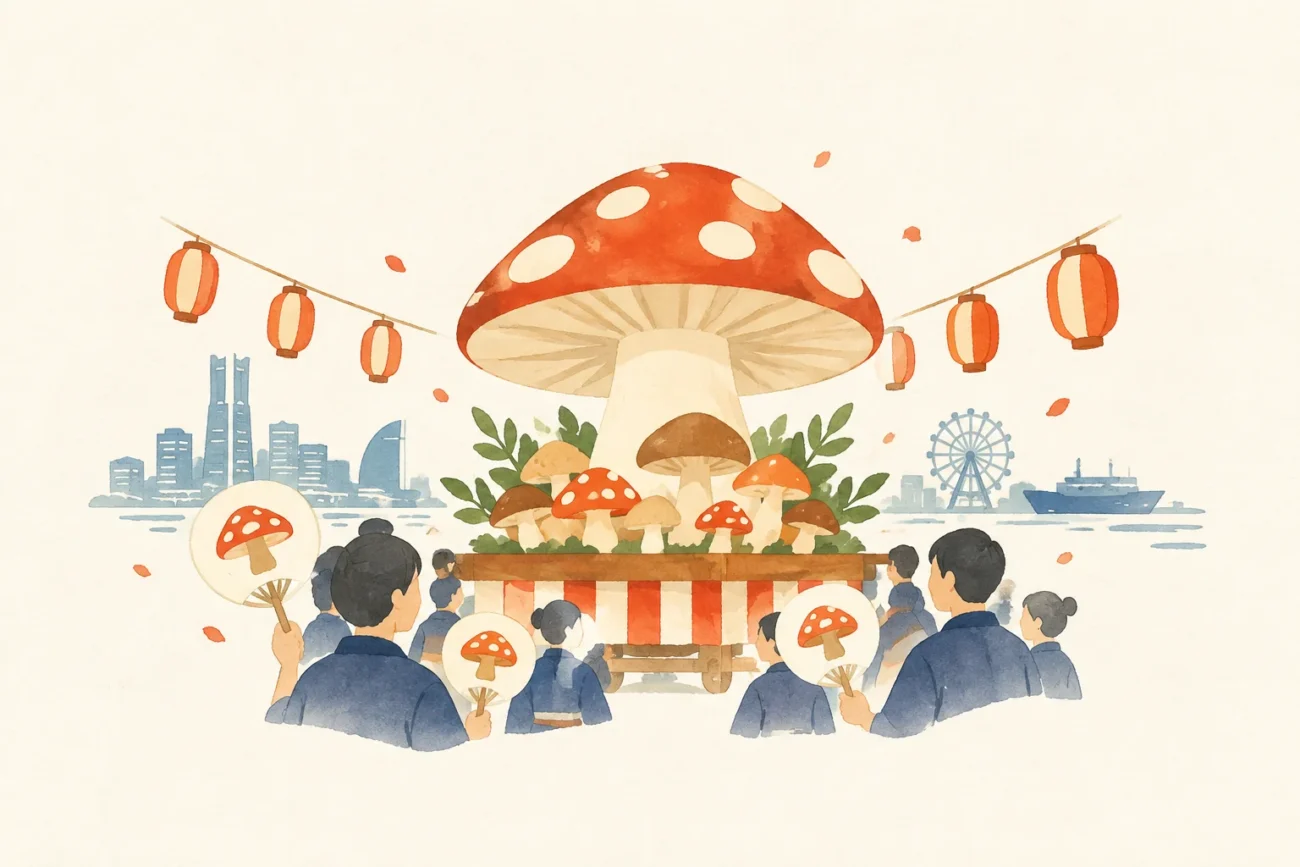 An image of a festival themed around Yokohama Kinoko Taisai