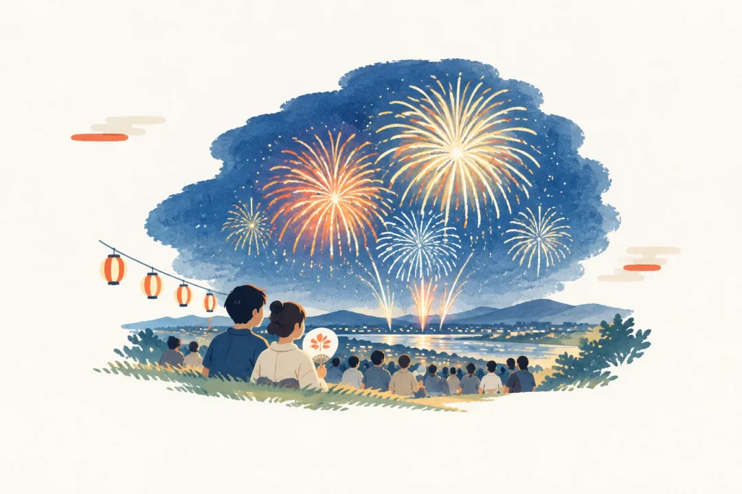 ふくしま花火大会をテーマにした祭りのイメージ