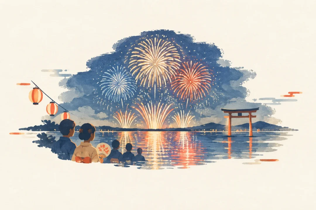 鹿嶋市花火大会をテーマにした祭りのイメージ