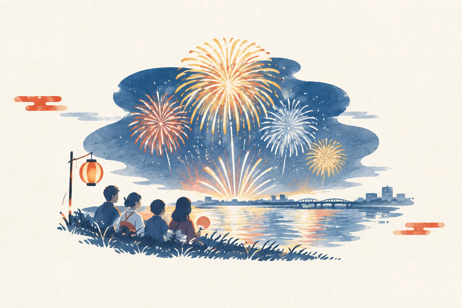 An illustration inspired by the Itabashi Fireworks Festival