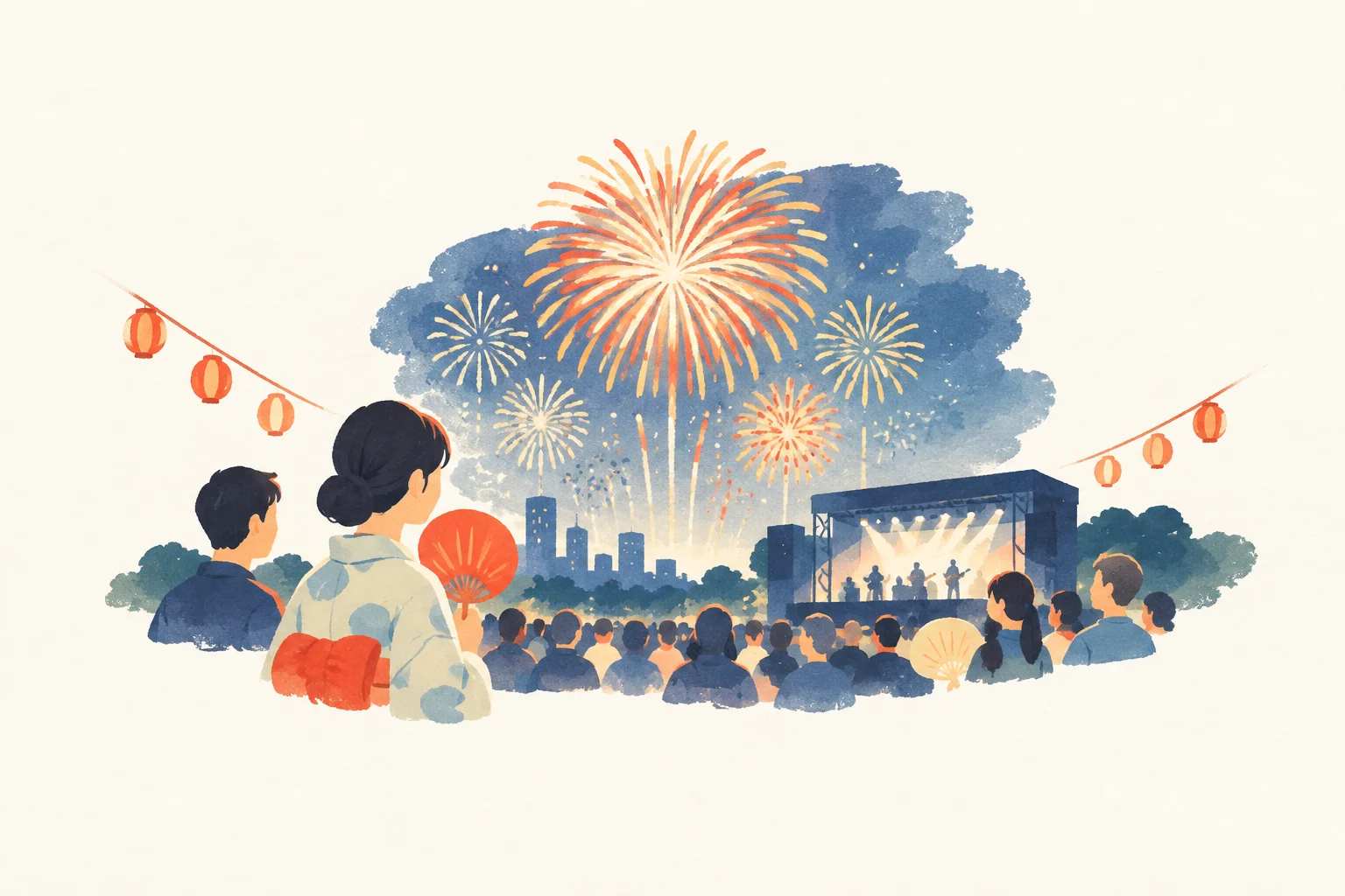 An image of a festival themed around the Jingu Gaien Fireworks Festival