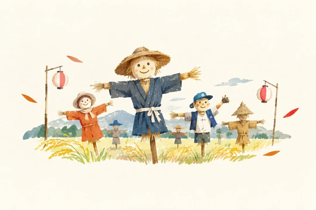 中田かかし祭をテーマにした祭りのイメージ
