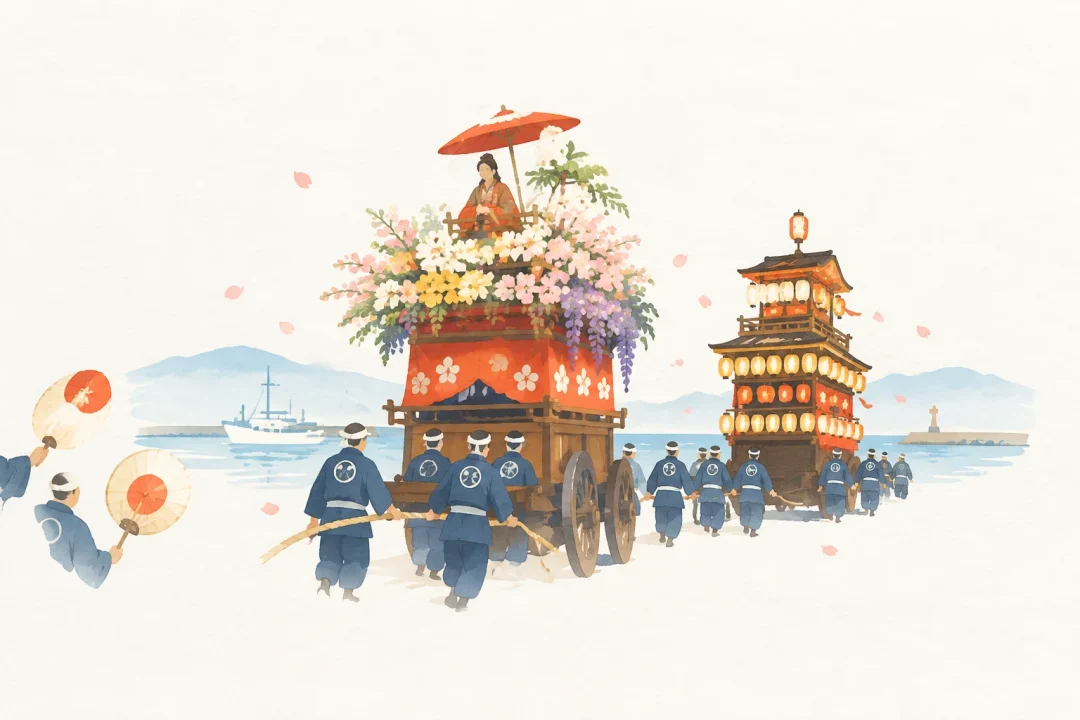 伏木曳山祭をテーマにした祭りのイメージ