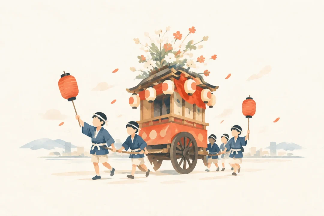 四方子供曳山祭りをテーマにした祭りのイメージ