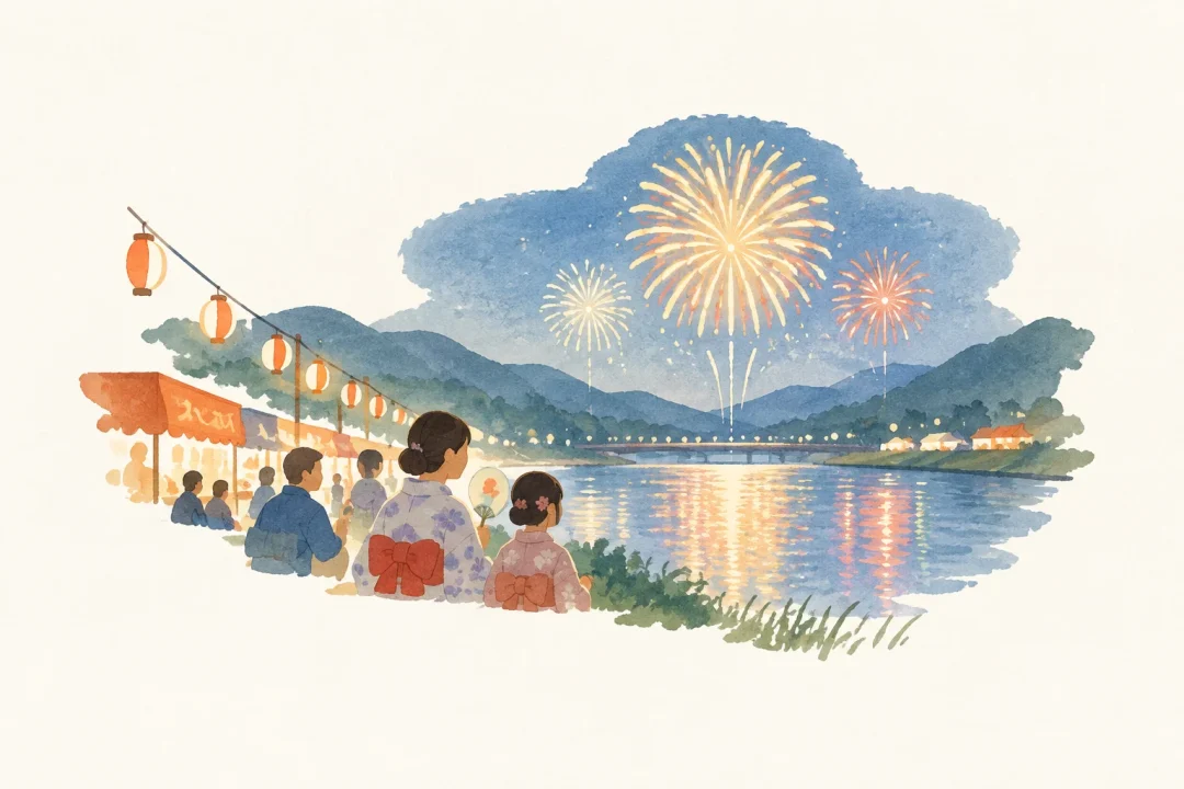 関市武芸川ふるさと夏まつりをテーマにした祭りのイメージ