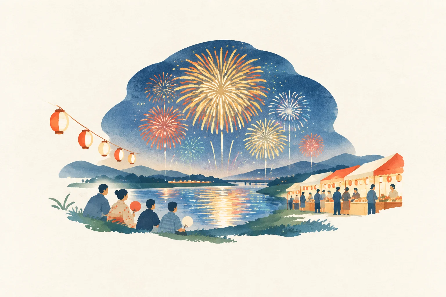 根尾川花火大会をテーマにした祭りのイメージ