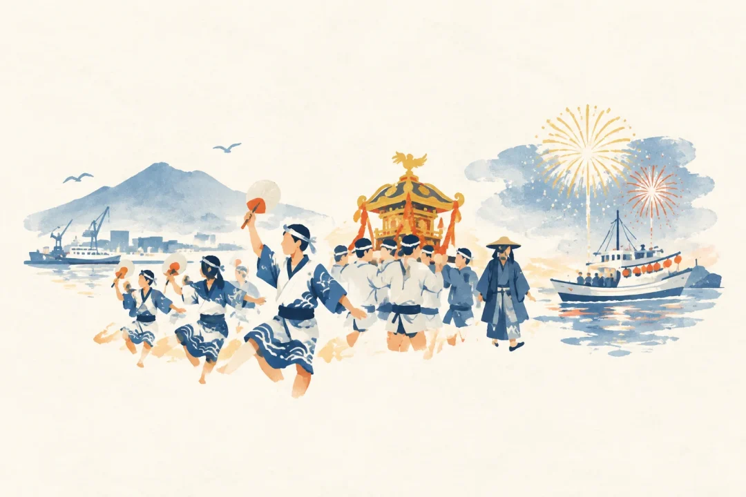 清水みなと祭りをテーマにした祭りのイメージ