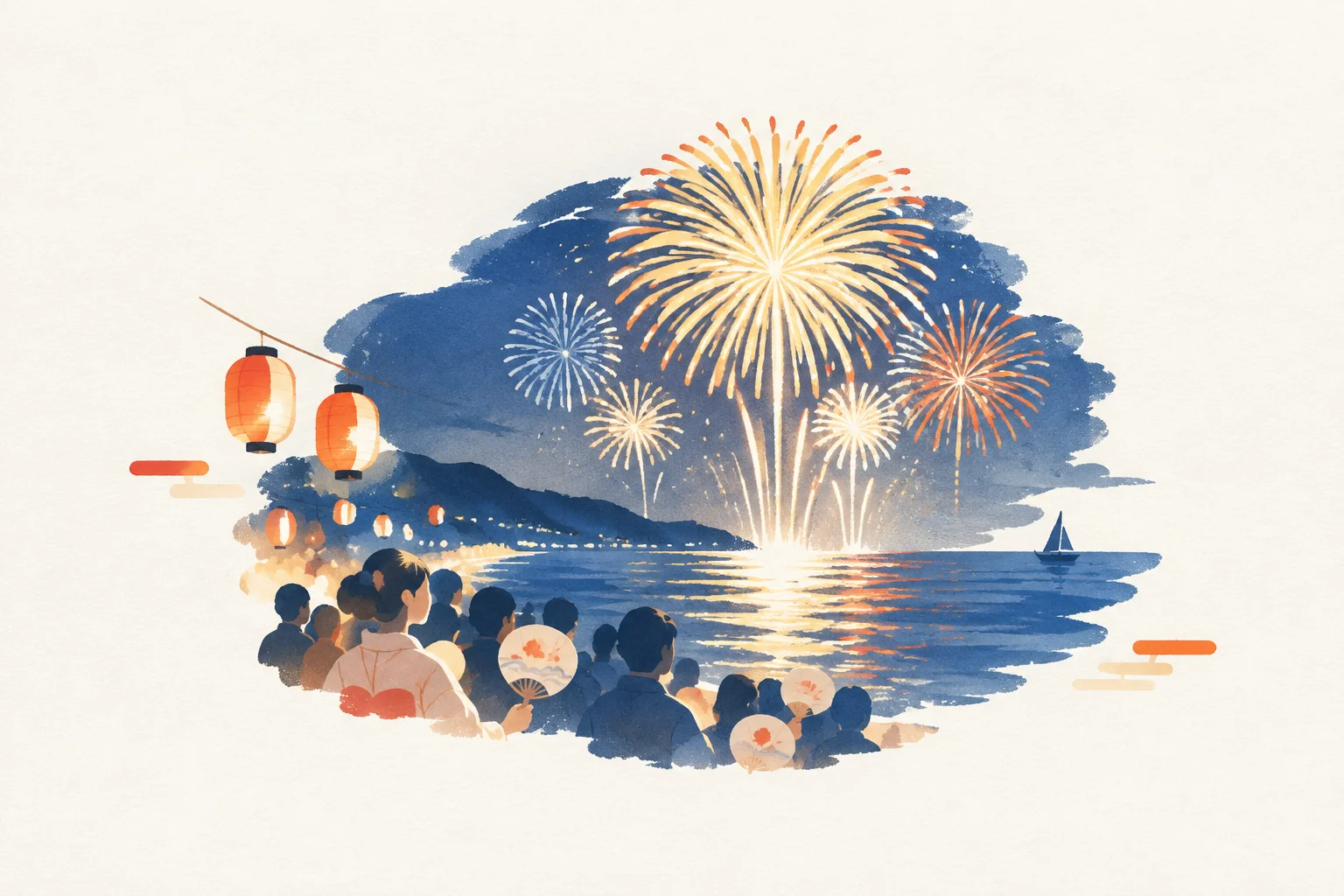 按針祭海の花火大会をテーマにした祭りのイメージ