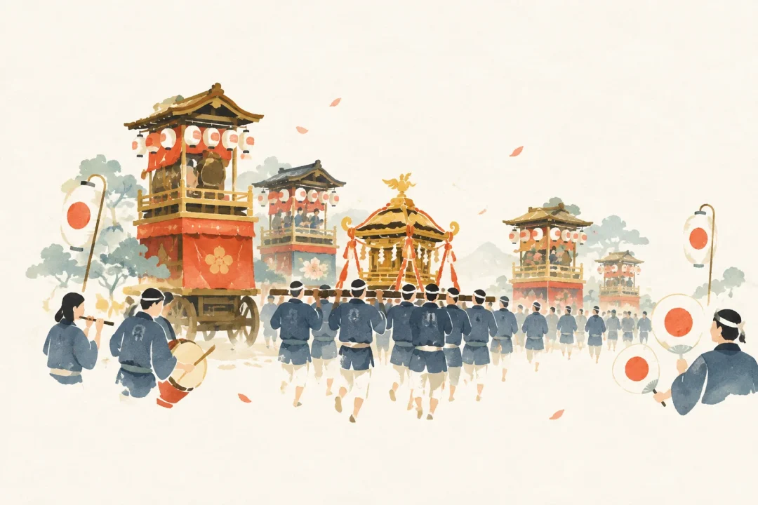 須賀神社大祭をテーマにした祭りのイメージ