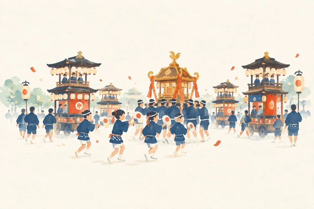 能見神明宮大祭をテーマにした祭りのイメージ