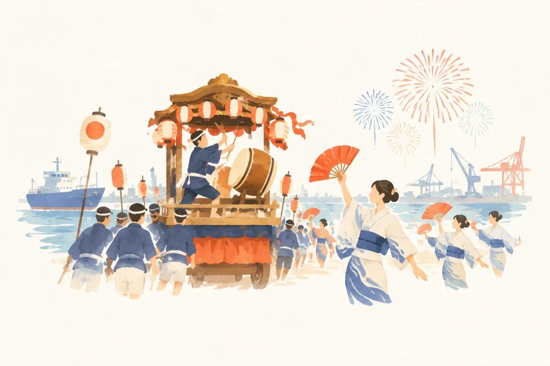 海の日名古屋みなと祭をテーマにした祭りのイメージ