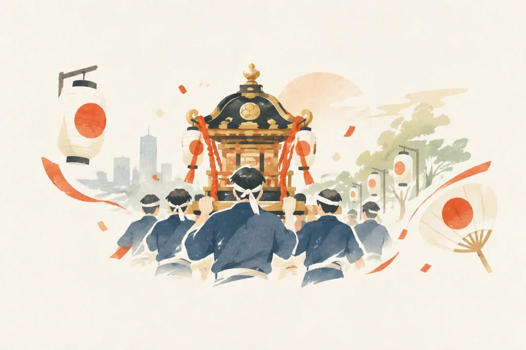 名古屋東照宮祭りをテーマにした祭りのイメージ