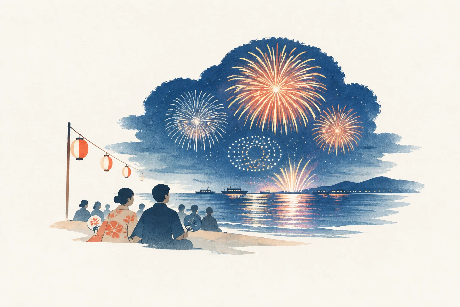 津花火大会をテーマにした祭りのイメージ